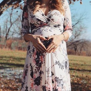 PinkBlush floral maxi maternity nursing dress